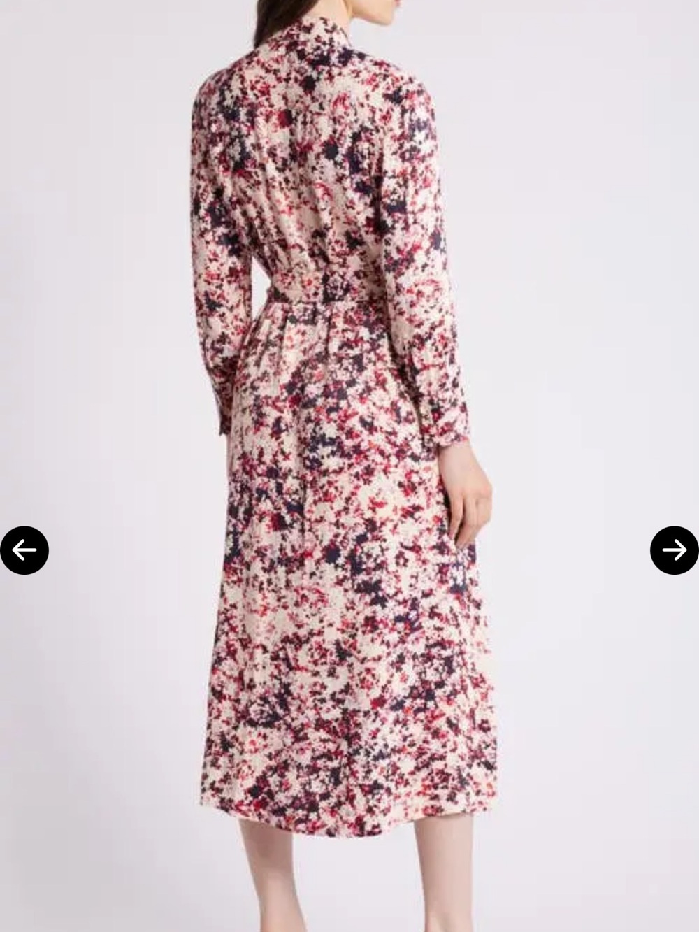 Boss Hugo Boss Sz 6 Dress Long Sleeve Floral Shirtdress Midi Classic Fall Luxury - Picture 2 of 14